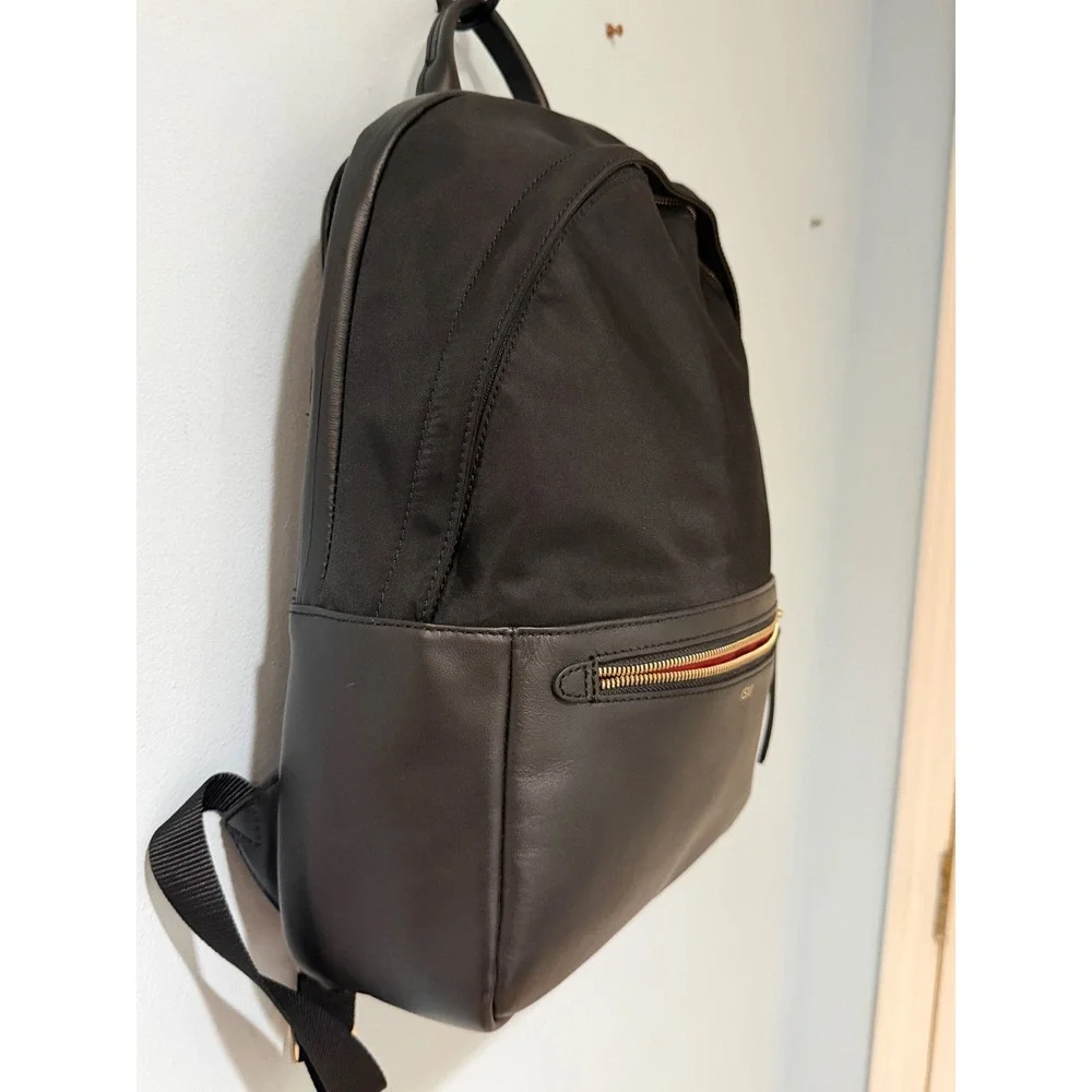 ISM The Backpack Black Nylon Leather Gold Hardware Laptop Commuter Bag